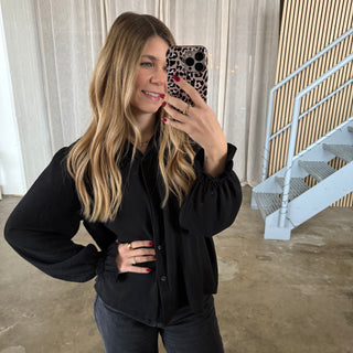 Rüschen Bluse - Schwarz