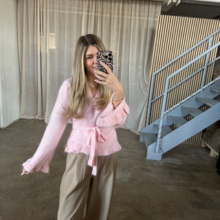 Wickeljacke Rüschen - Babyrosa