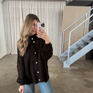 Midsize Strickjacke - Espresso