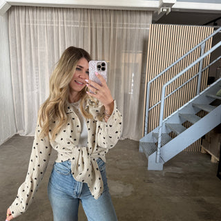 Musselinbluse Hearts - Beige