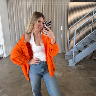 Oversize Musselinbluse - Orange
