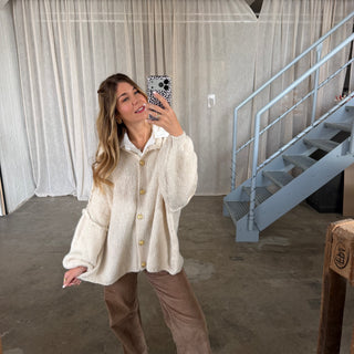 Oversized Strickjacke - Creme
