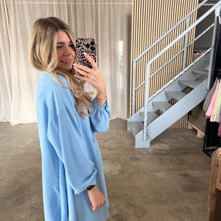 Basic Blusenkleid - Blau
