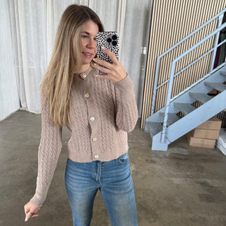 Strickjacke geflochten - Beige
