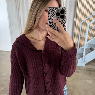 Langarm Strickoberteil - Bordeaux