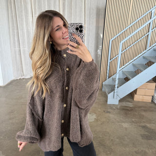 Oversized Strickjacke - Schokobraun