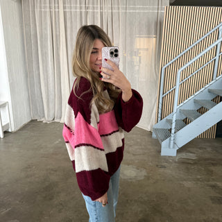 Pulli Colour Blocks  - Bordeaux x Pink