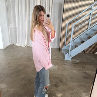 Musselinbluse Oversize - Rosa