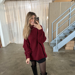 Oversized Pulli - Bordeaux