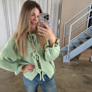 Strickjacke Schleifen - Lime