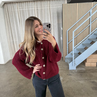 Strickjacke Perlmutt Knöpfe - Bordeaux