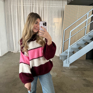 Pulli Colour Blocks  - Bordeaux x Pink