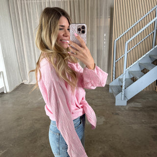 Musselinbluse Hearts - Rosa