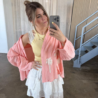 Musselinbluse Palms - Light Peach