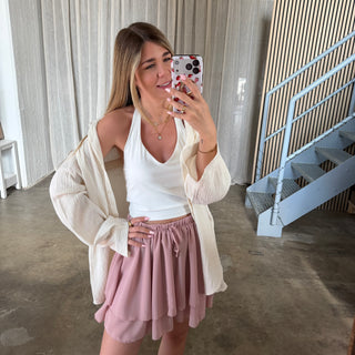 Oversize Musselinbluse - Creme