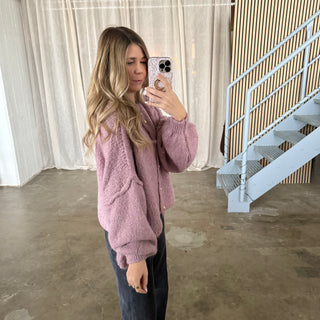 Chunky Strickjacke - Pflaume