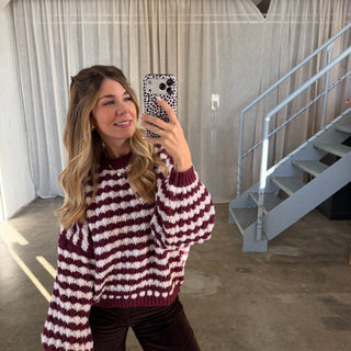 Pops Pulli Stripes - Bordeaux