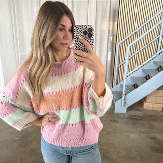 Short Pulli Stripes & Colours - Mint x Rosa