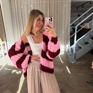 Strickjacke Lima - Rosa x Bordeaux