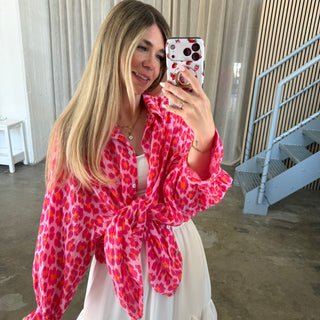 Oversize Musselinbluse Big Leo - Pink x Rosa