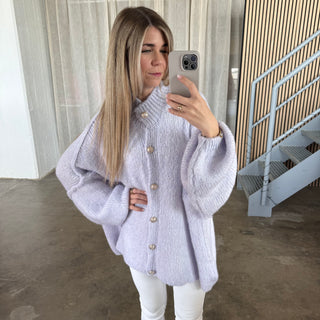 Oversized Strickjacke - Flieder