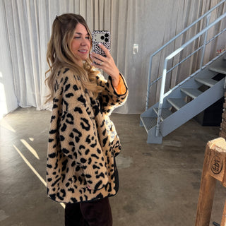 Oversized Teddy Jacke - Leo Camel