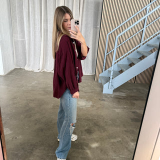Musselinbluse Oversize - Bordeaux