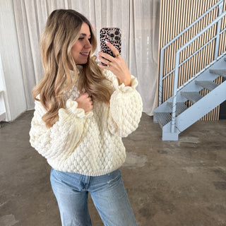 Pops Rüschen Pulli - Creme/Weiß