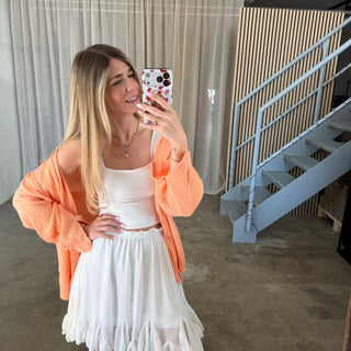 Oversize Musselinbluse - Hellorange