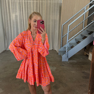 Musselinkleid Joy - Leo Neon Orange