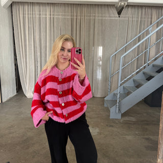 Strickjacke Mila - Rot x Pink