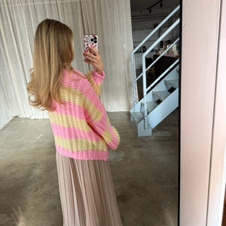 Strickjacke Lima - Rosa x Butter Yellow