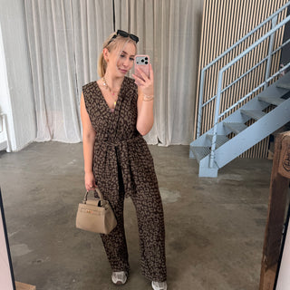 Musselin Jumpsuit Bella - Leo Espresso