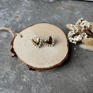 Herz Perlen Stecker | Gold