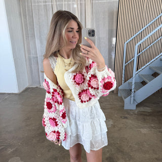 Handmade Strickjacke All Flowers