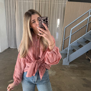 Sheer Oversize Bluse - Coral