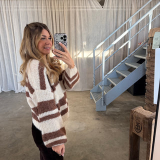 Strickjacke Soft Stripes  - Braun