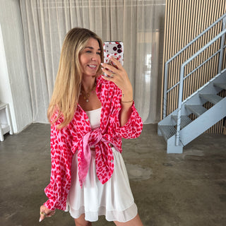 Oversize Musselinbluse Big Leo - Rosa x Rot