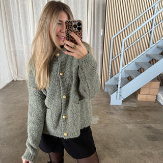 Strickjacke Boucle - Grün