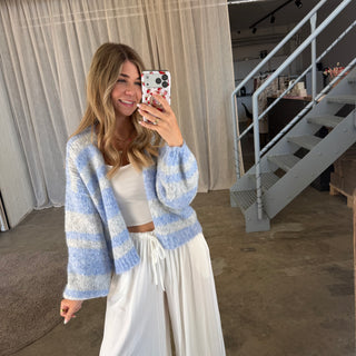 Strickjacke Soft Stripes  - Blau