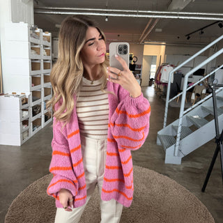 Strickjacke Oversize Pink x Orange