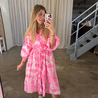 Kleid Bella -  Weiß x Pink