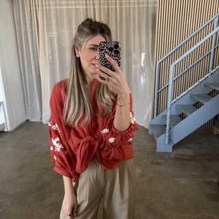 Flora Bluse - Dunkel Orange