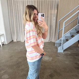 Oversize Shirt Malibu - Weiß x Rosa