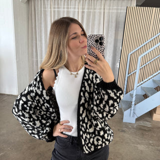 Leo Strickjacke offen - Schwarz x Weiß