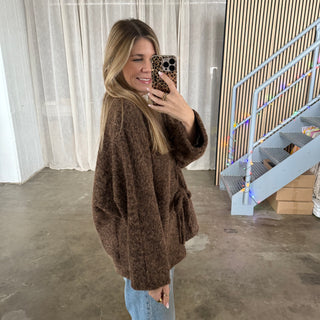 Filz Schleifen Jacke - Dunkelbraun