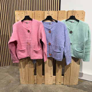Strickjacke Big Button