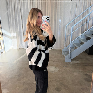 Strickjacke Mila - Schwarz x Creme