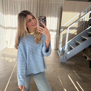 Oversize Longsleeve Stripes -  Blau