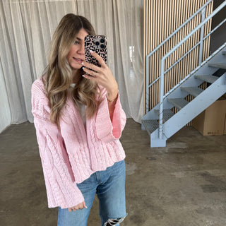 Open Tangled Strickjacke - Rosa
